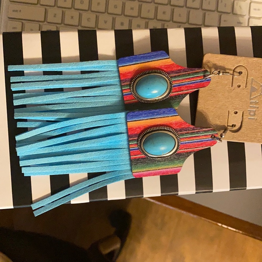 Serape leather earrings